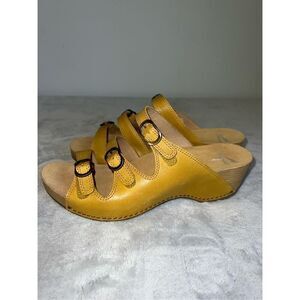 Dansko Tarin Nubuck Yellow Women's Buckled Wedge Sandal EU41 US 10.5-11